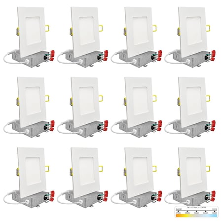 Nuwatt 6" Square Ceiling Light Ultra Thin LED Recessed Lighting 5CCT 2700K/3000K/3500K/4000K/5000K 6 PK NW-P-SQDL-6-15W-5CT-WH-12P
